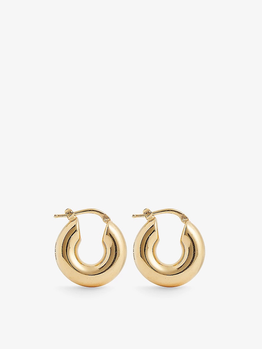 Classic brand-engraved gold-tone brass earrings - 2