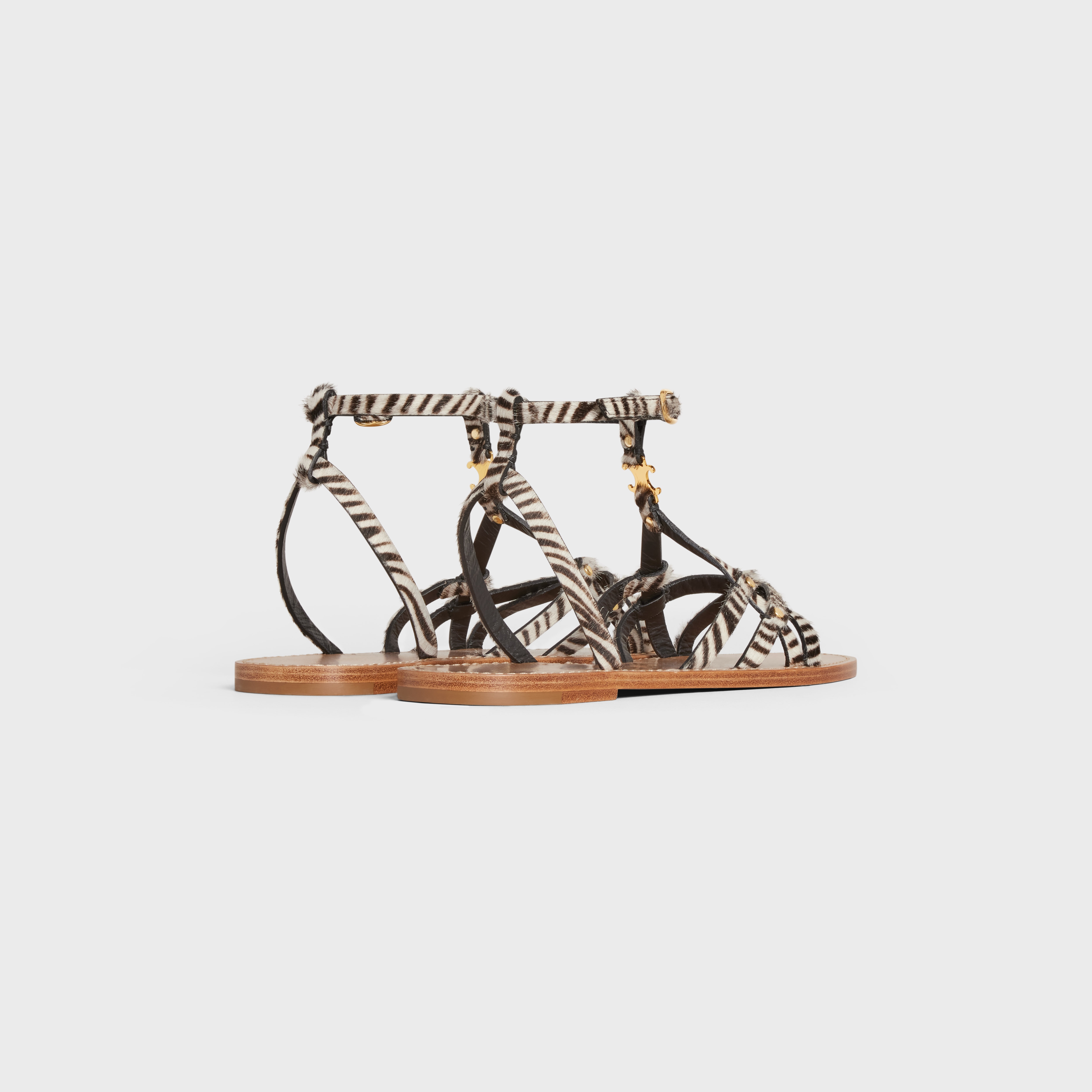 TAILLAT TRIOMPHE SANDAL in ZEBRA PRINTED HAIRY CALFSKIN - 3