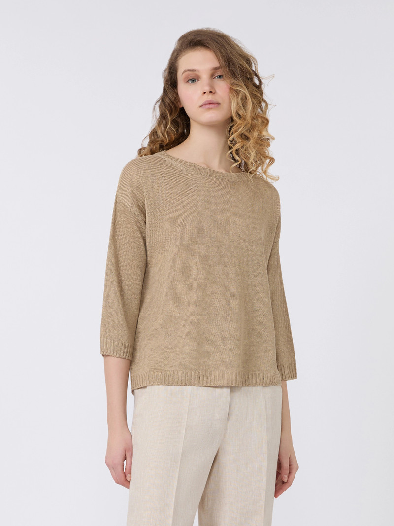 CANNONE Linen yarn oversize jumper - EARTH 3