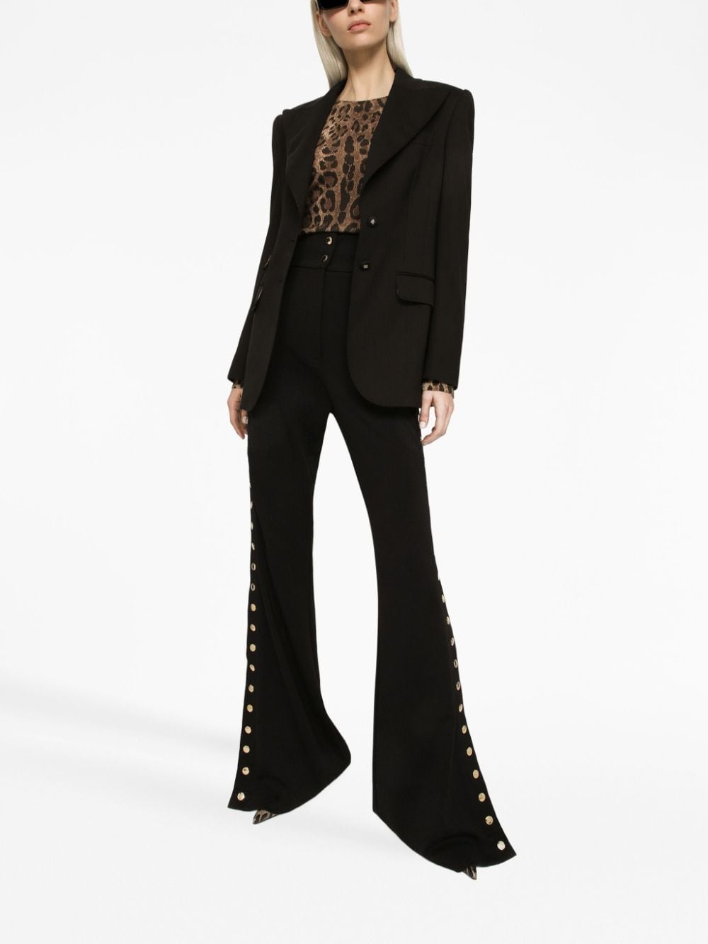 button-detail bootcut high-waisted trousers - 3