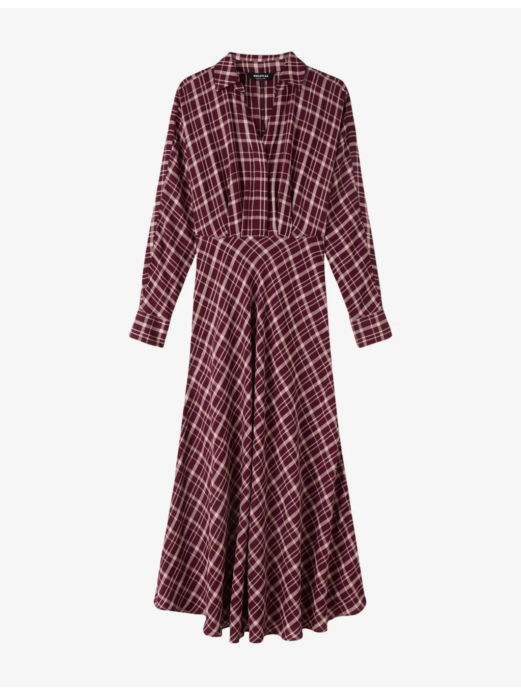 Checked Long-Sleeve Woven Midi Dress - 1