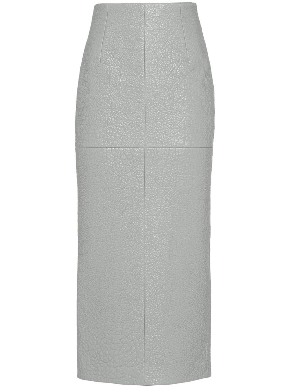 textured-leather midi skirt - 1