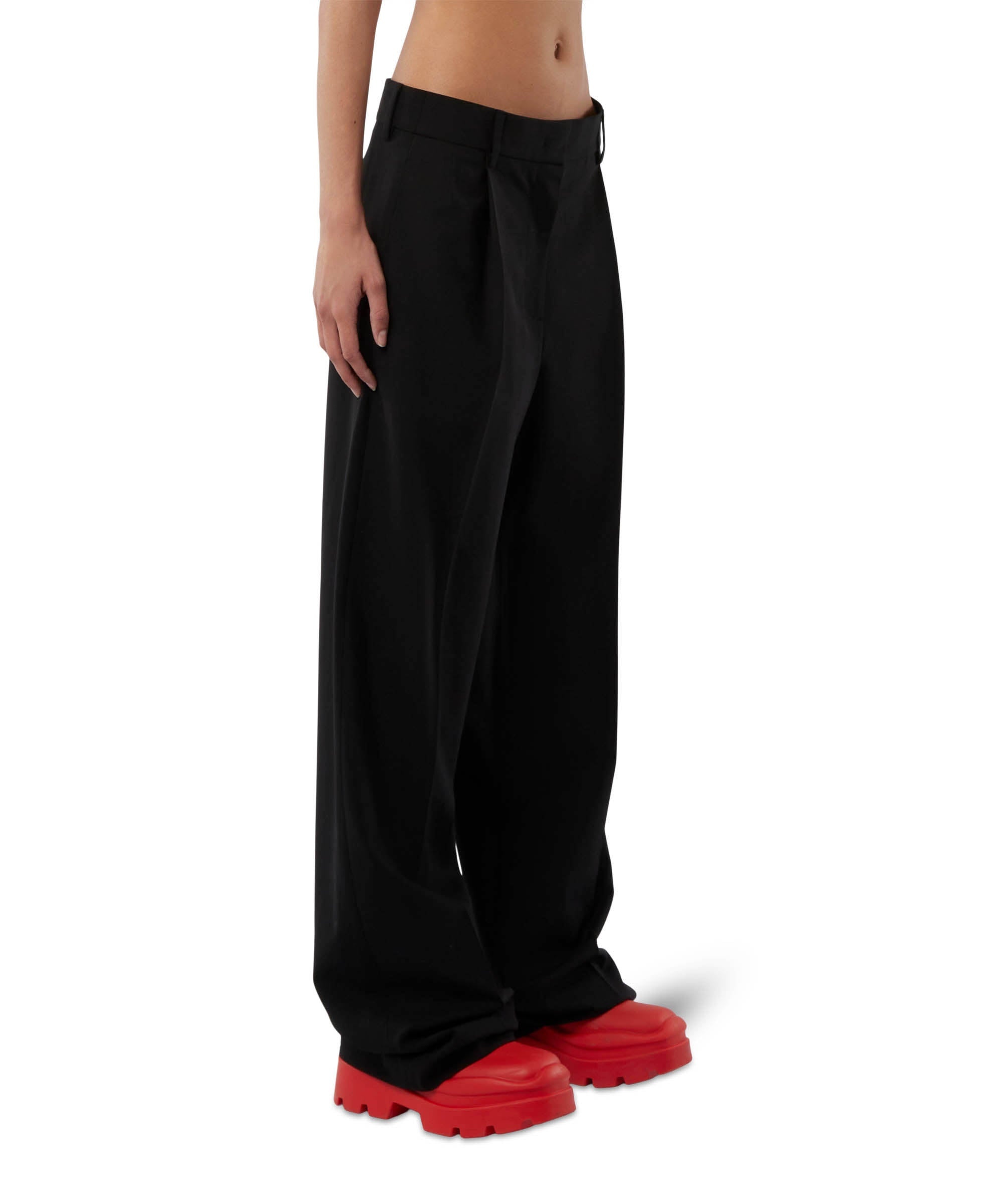 Solid-colour tailoring palazzo trousers in virgin wool - 5