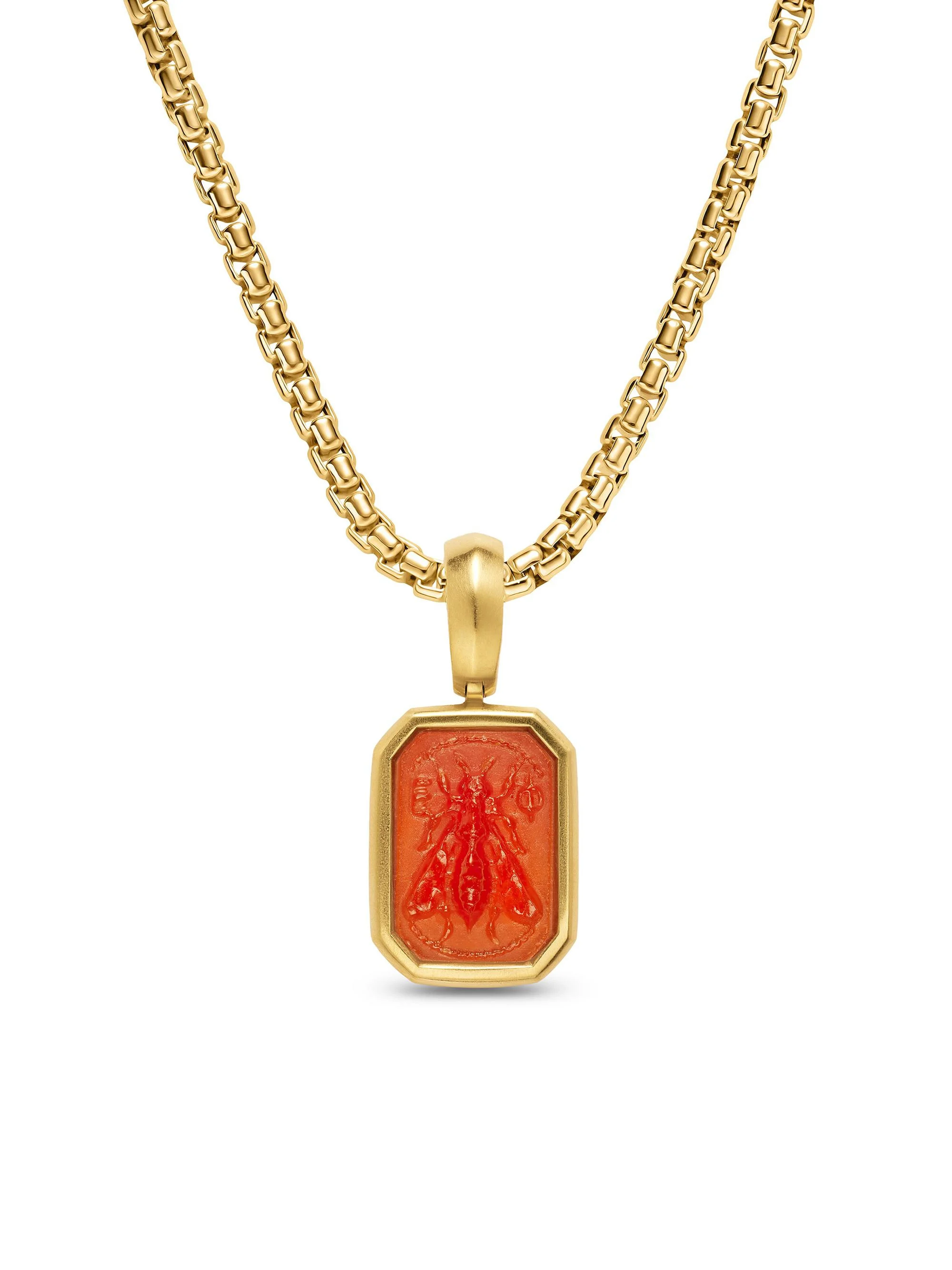 Women's Petrvs Micro Bee Amulet in 18K Yellow Gold with Carnelian 12.8MM - Carnelian - 1