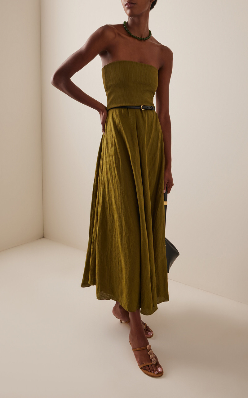 Johanna Ortiz Empowerment Movement Linen-Blend Maxi Skirt green outlook