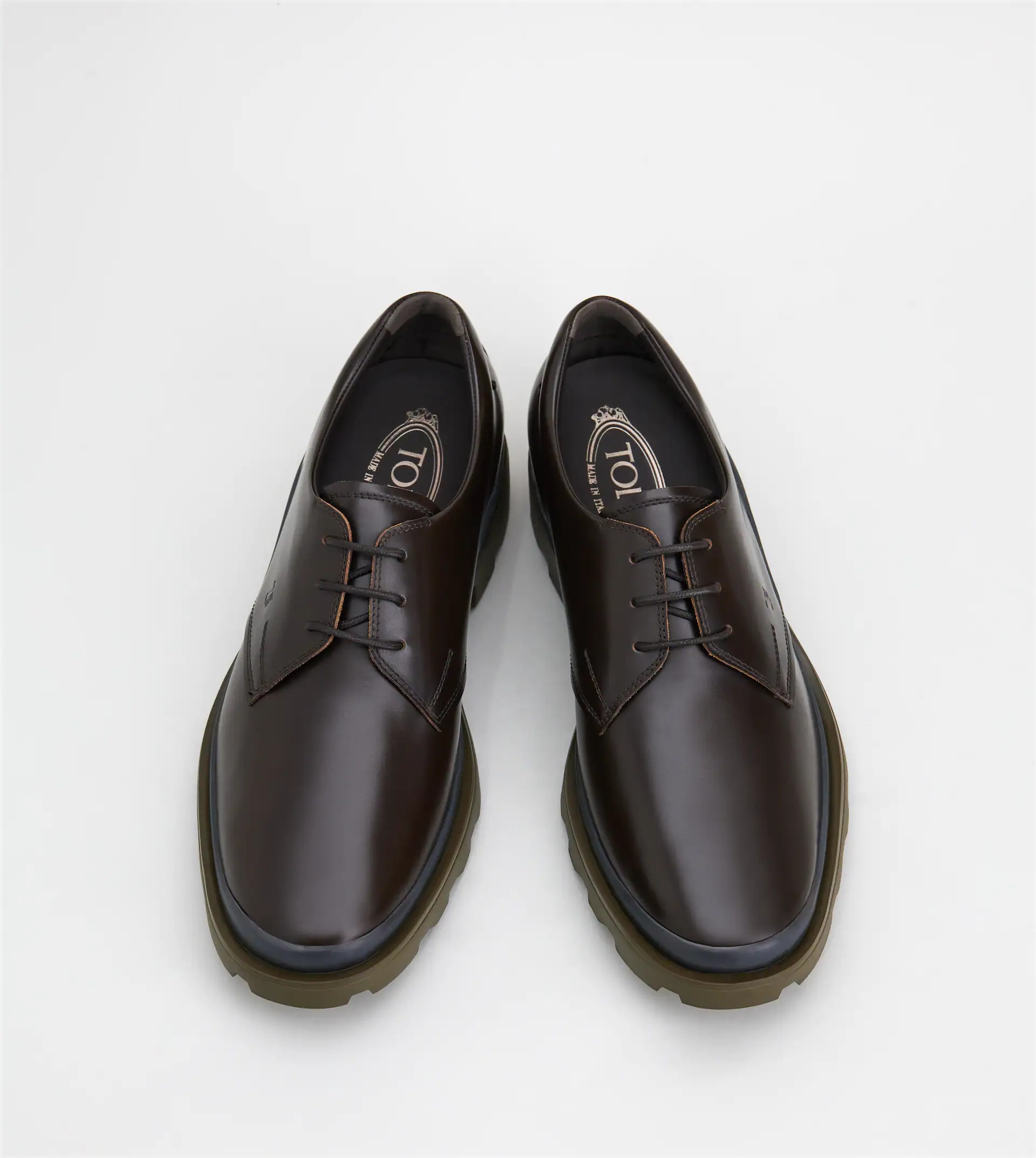 LACE-UPS IN LEATHER - BROWN - 5