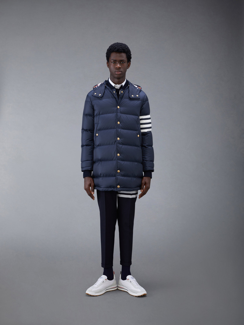 Navy Matte Nylon 4-Bar Down Coat 1