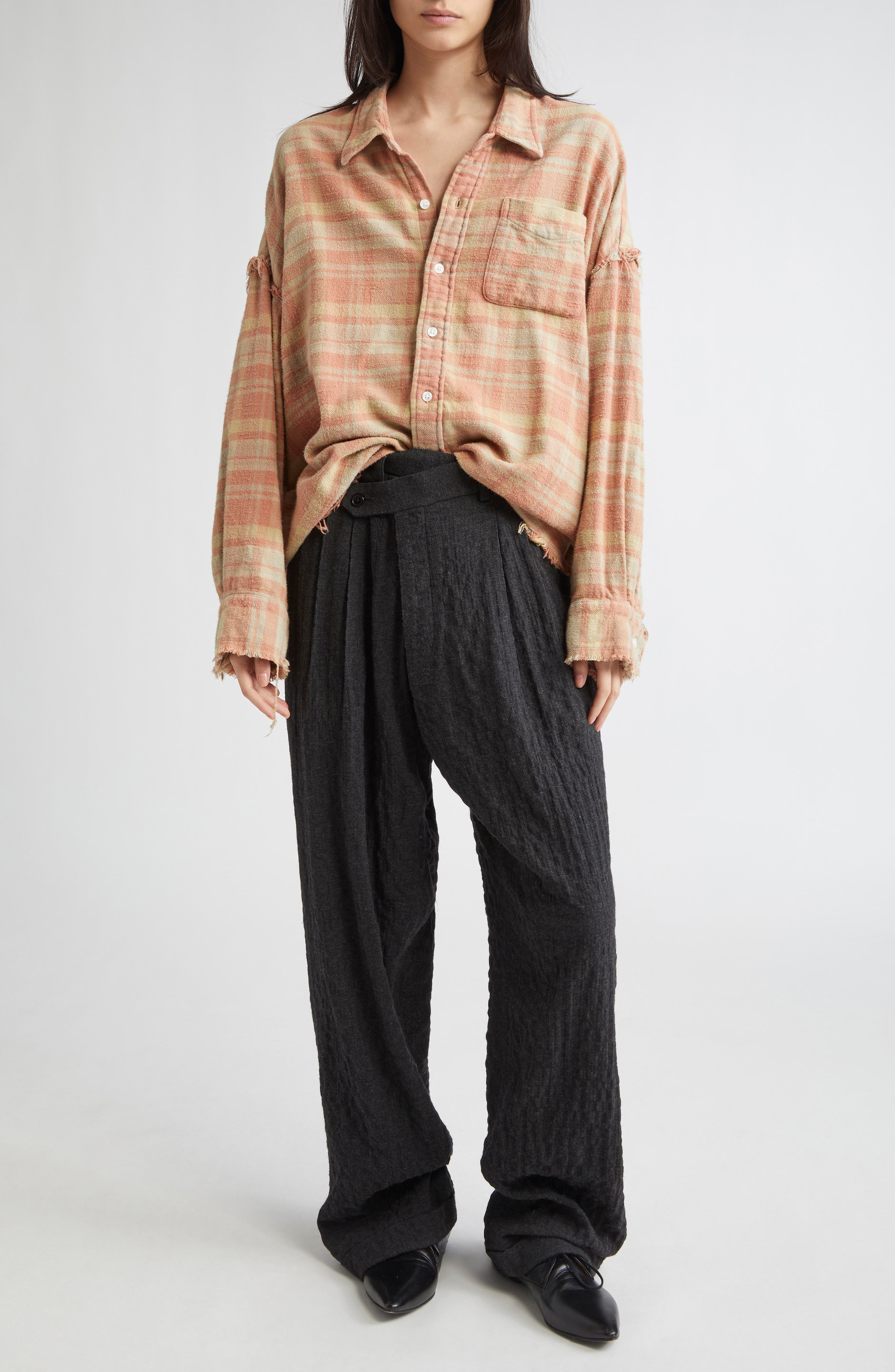 R13 Triple Pleat Crossover Trousers in Charcoal at Nordstrom - 8