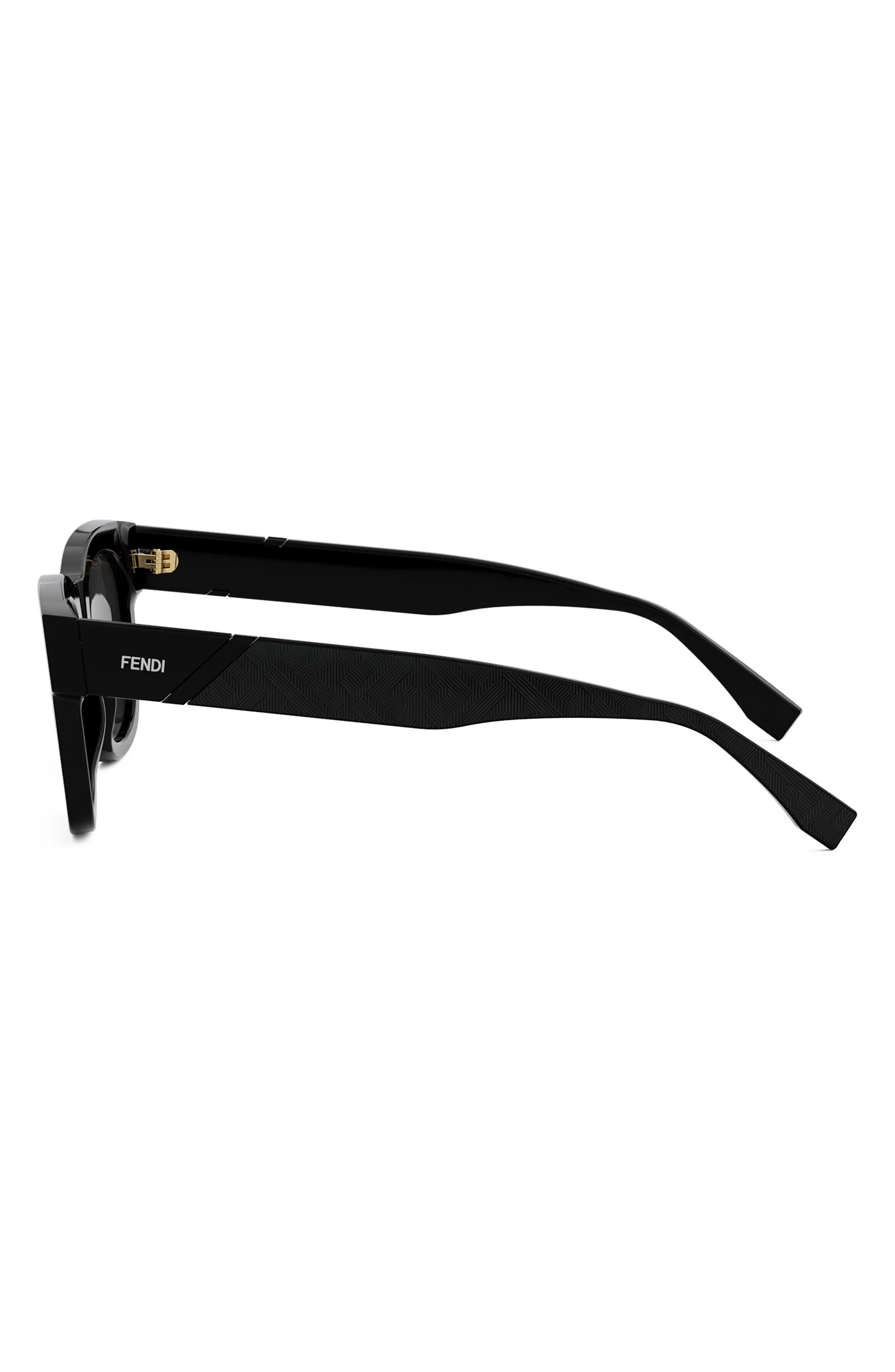 'Fendi Diagonal 51mm Square Sunglasses in Shiny Black /Smoke - 3