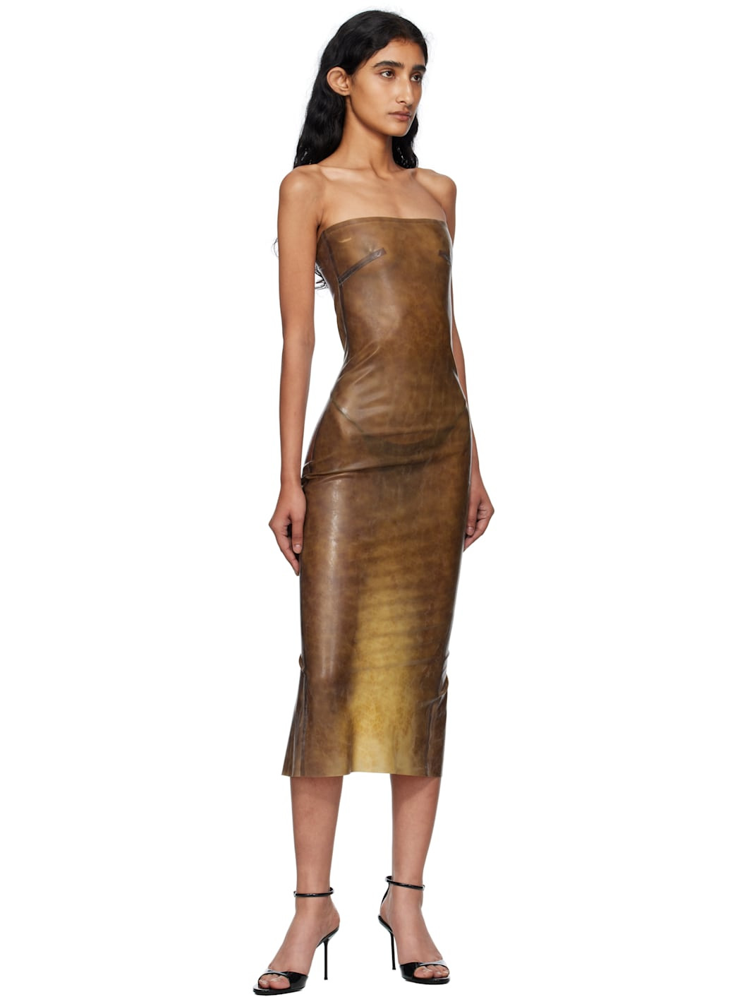 Brown Lila Latex Midi Dress - 4