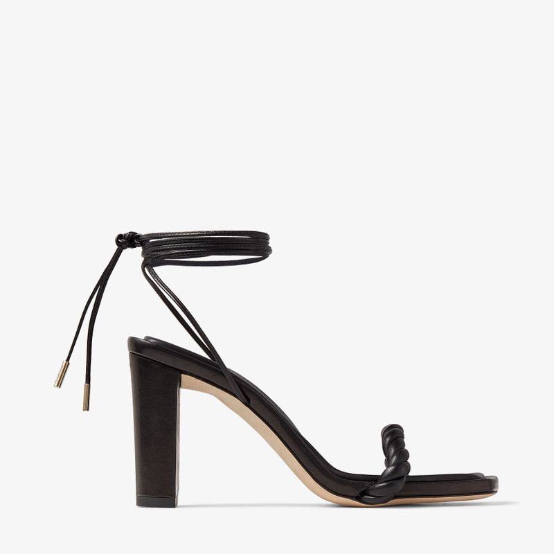 Diosa Sandal 85 Black Leather Sandals with Tie-Fastening 1