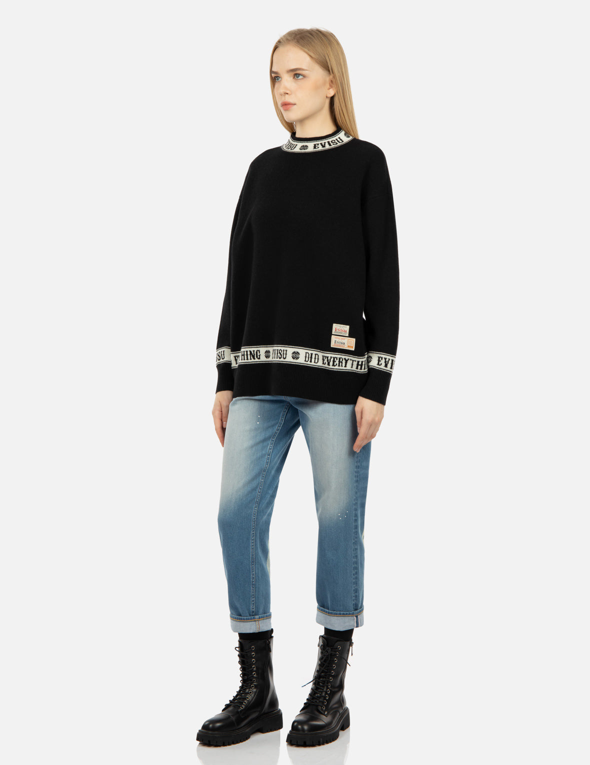 LOGO AND KAMON JACQUARD KNITTED SWEATER - 3