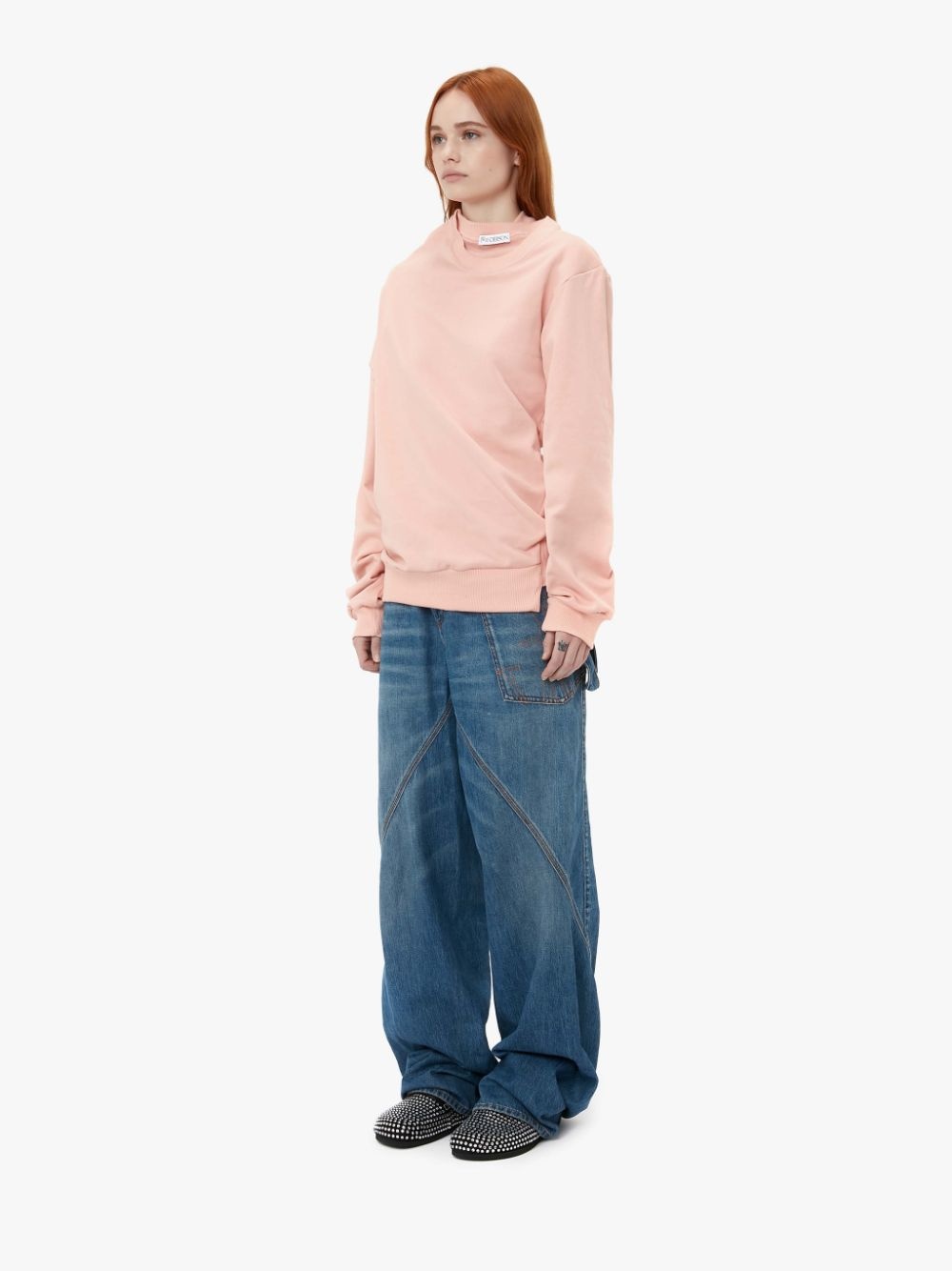 DOUBLE NECKLINE TWISTED SWEATSHIRT - 5