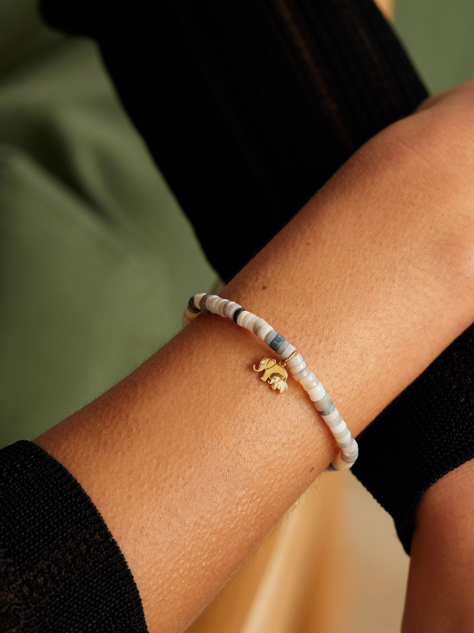 Elephant Family 14-karat gold, enamel, opal and diamond bracelet Gold - 2