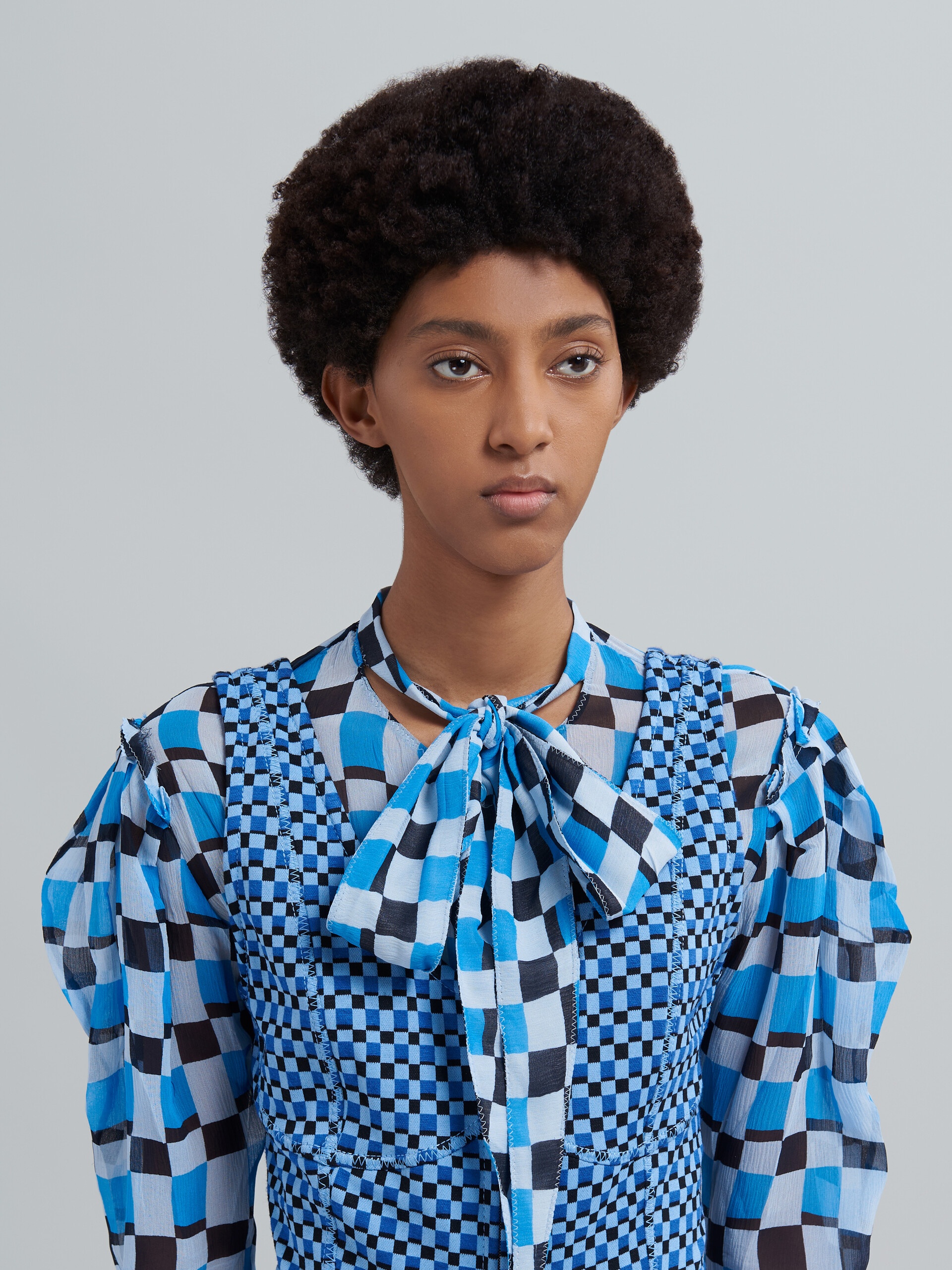 CHECK JACQUARD JERSEY DRESS - 4