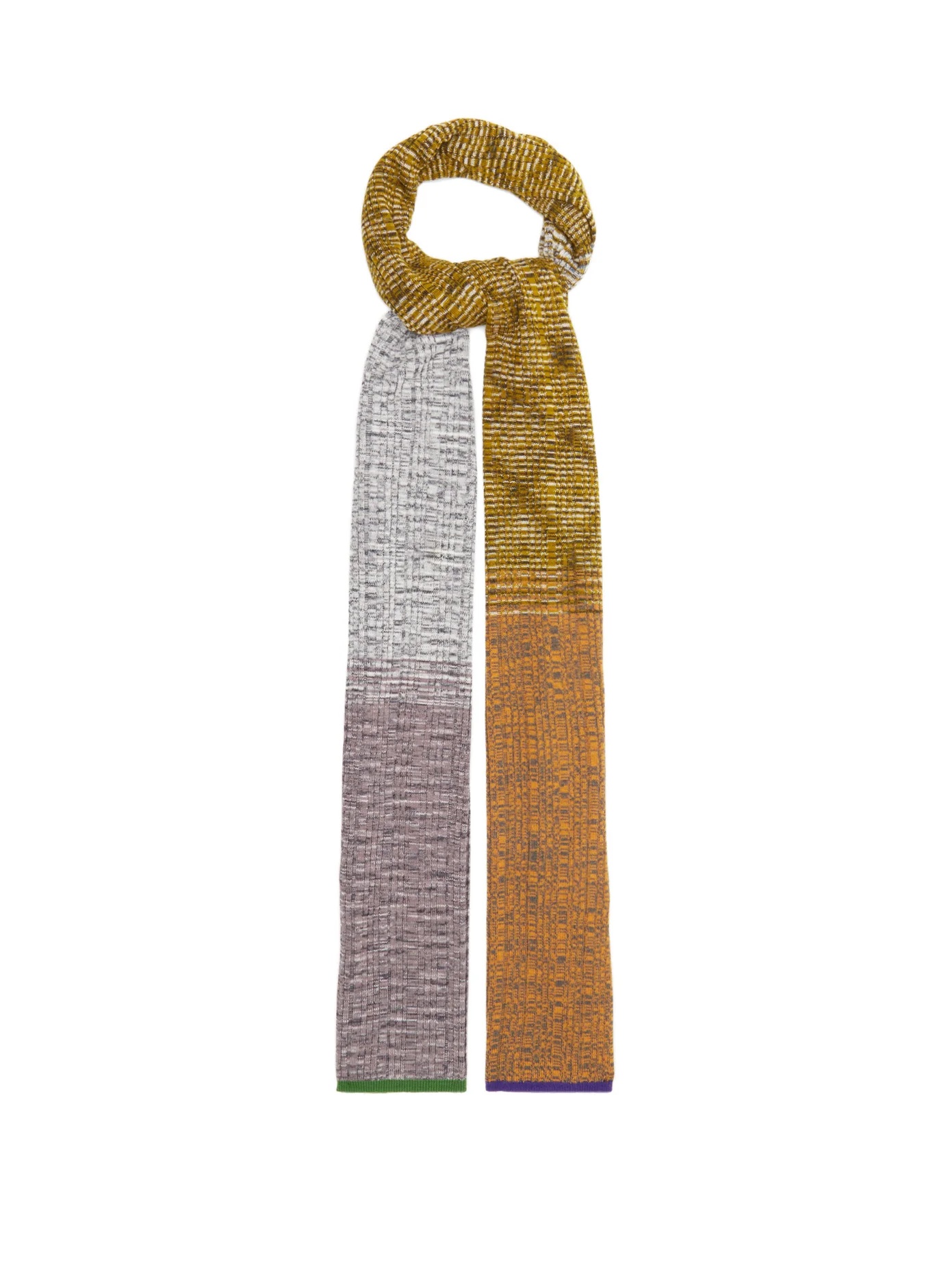 Colour-block rib-knitted scarf - 1