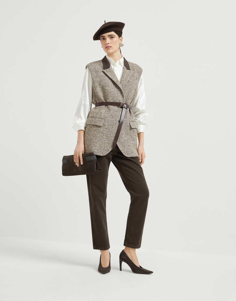 Dyed denim five-pocket straight trousers with shiny bartack 4