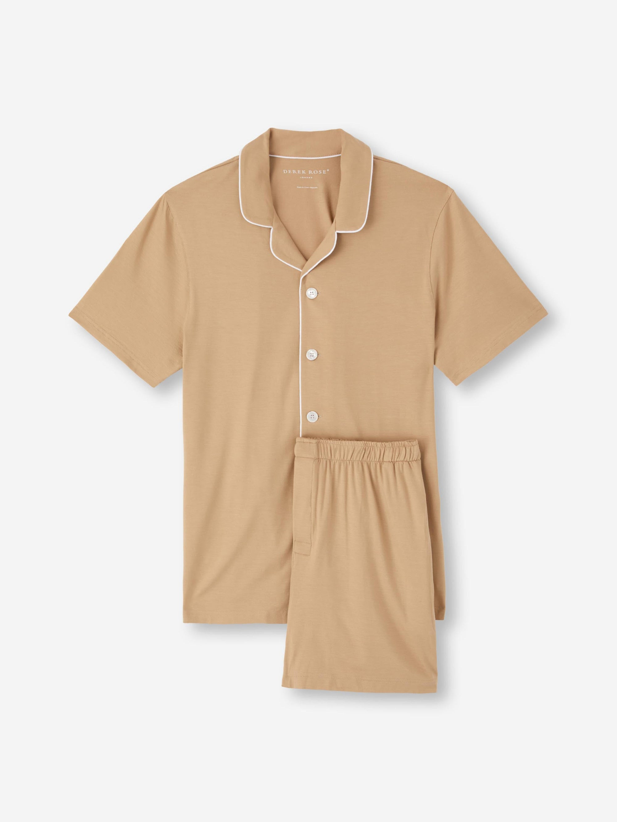 Men's Short Pajamas Basel Micro Modal Stretch Camel - 2