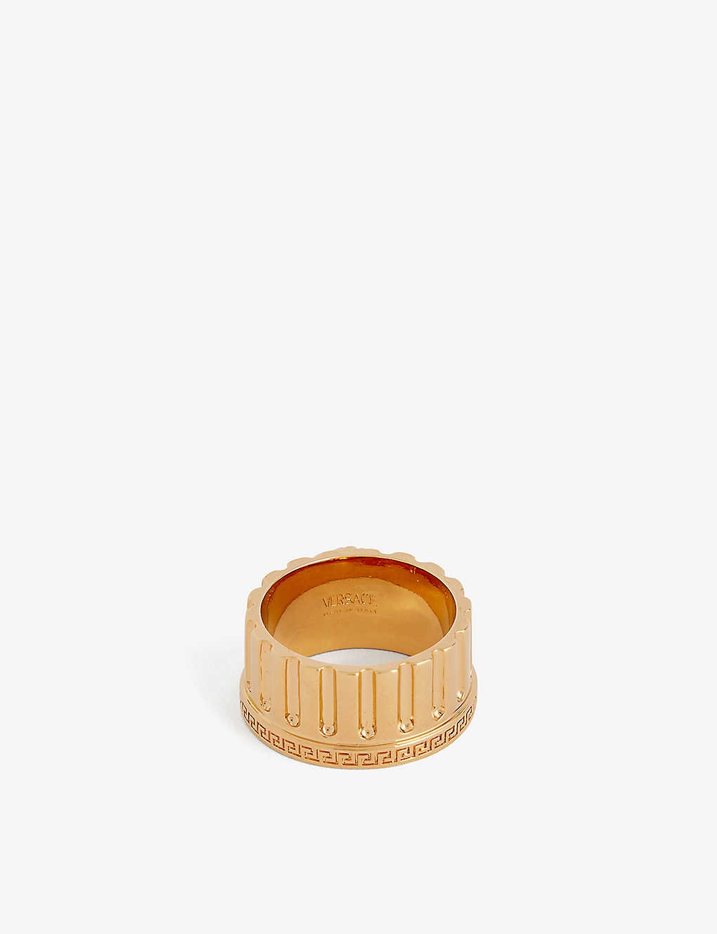 Medusa Greca-embossed gold-metal ring - 3