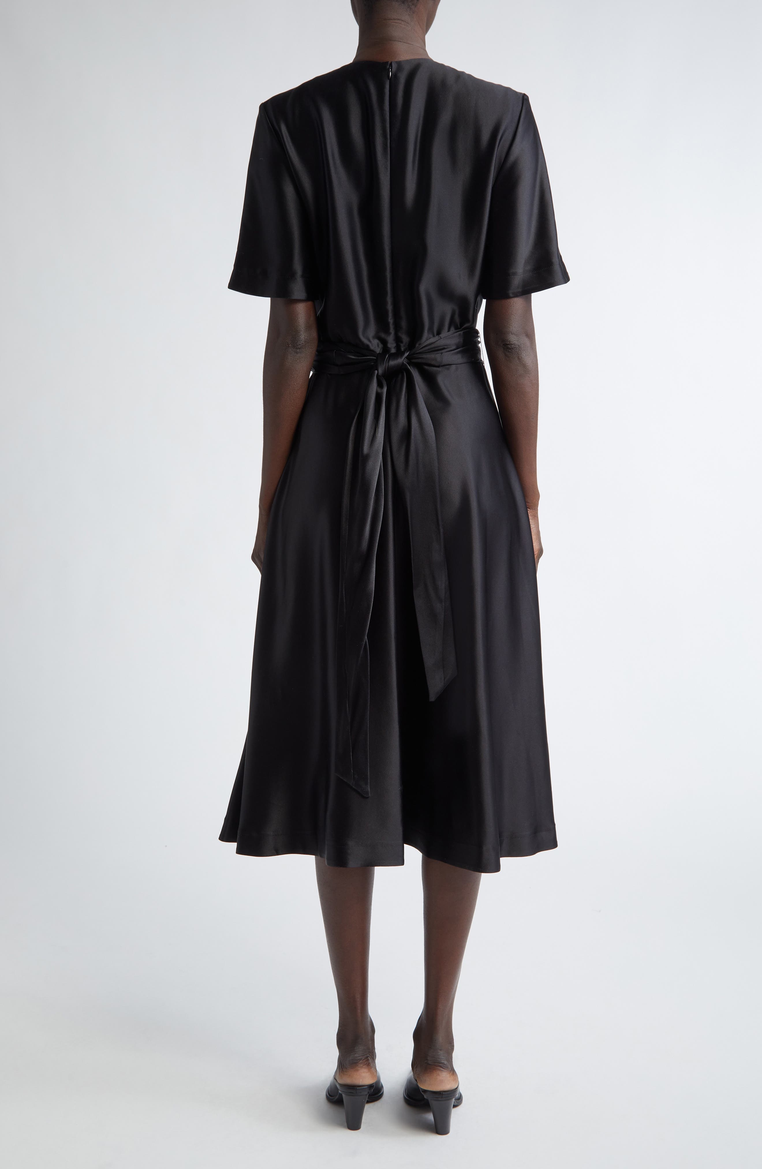 Altuzarra Honey Tie Waist Silk Dress in 000001 Black at Nordstrom - 2