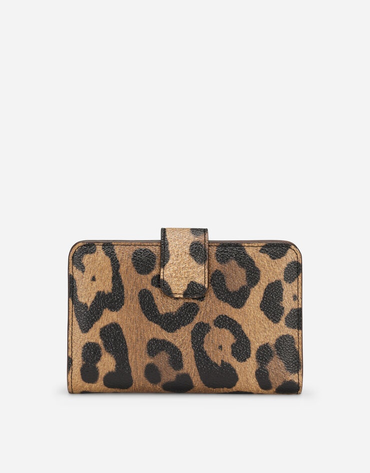 Small continental wallet in leopard-print Crespo with branded plate - 3