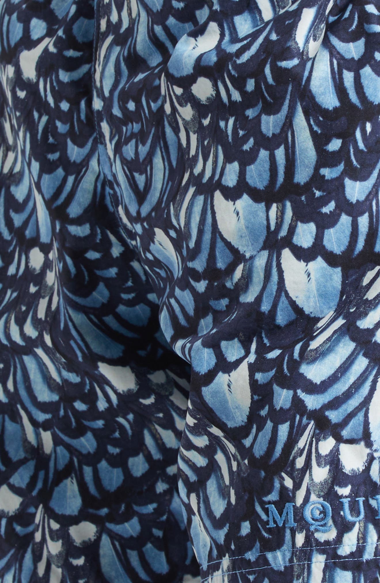 McQueen Feather Print Swim Trunks in Navy/Sky Blue at Nordstrom - 5