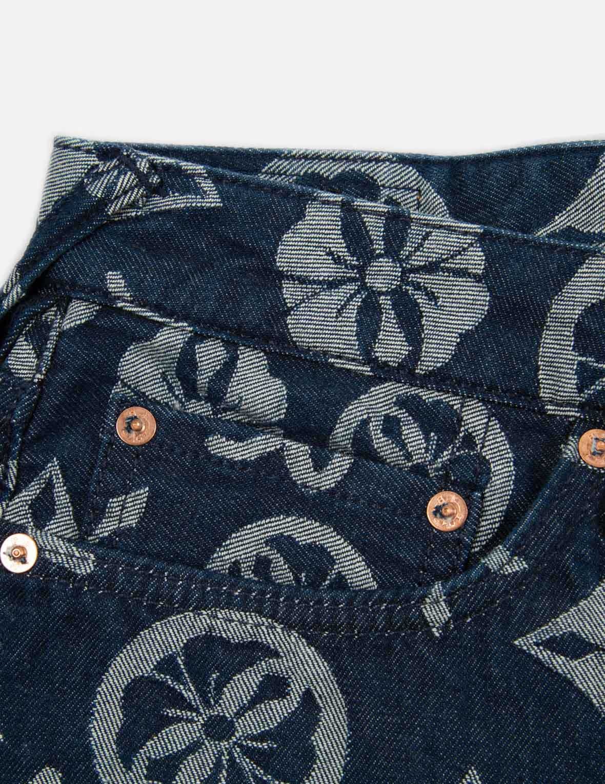 ALLOVER LOGO JACQUARD DENIM SHORTS - 7