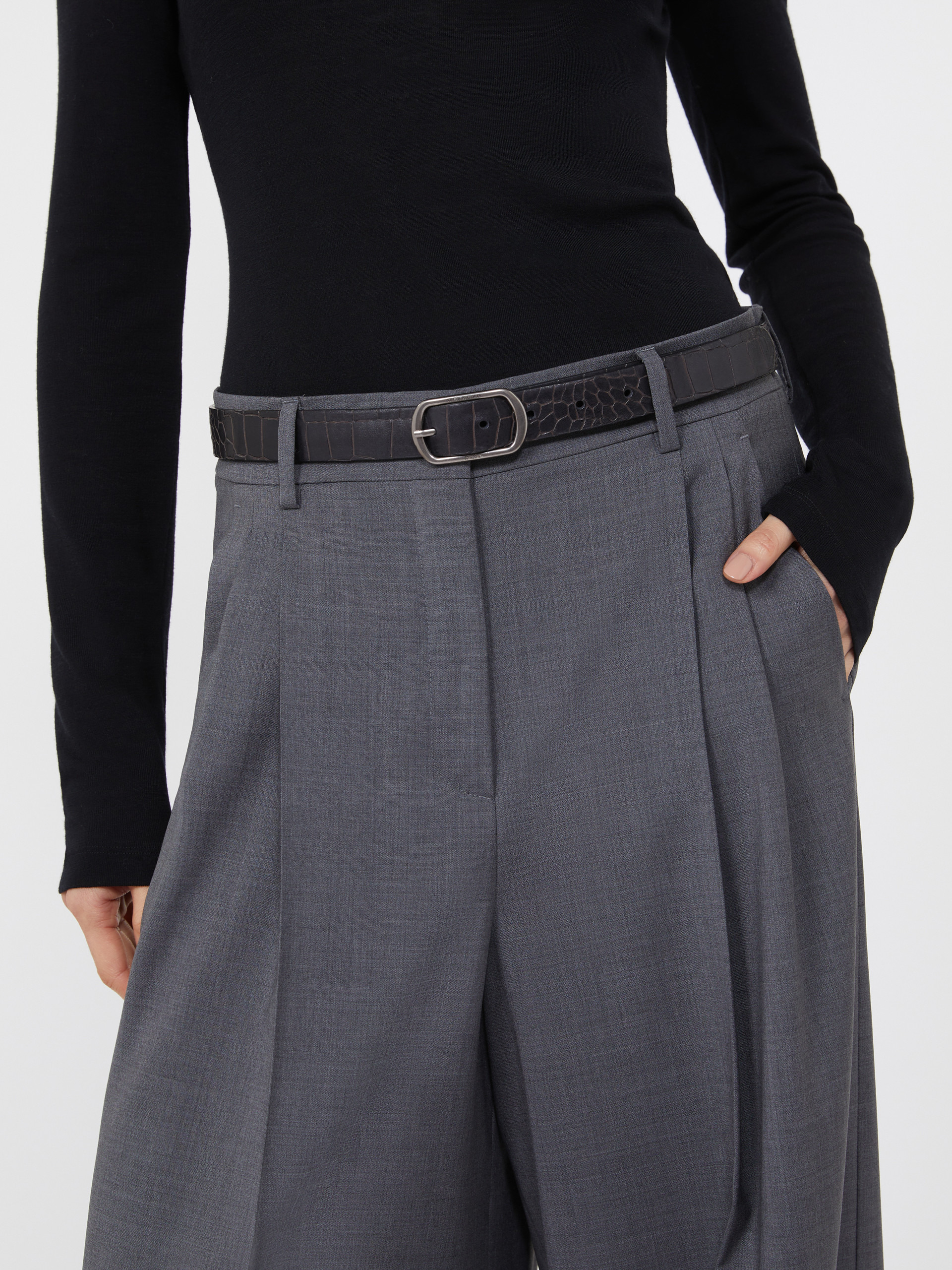 VIGNOLA Crocodile-print leather belt - 3