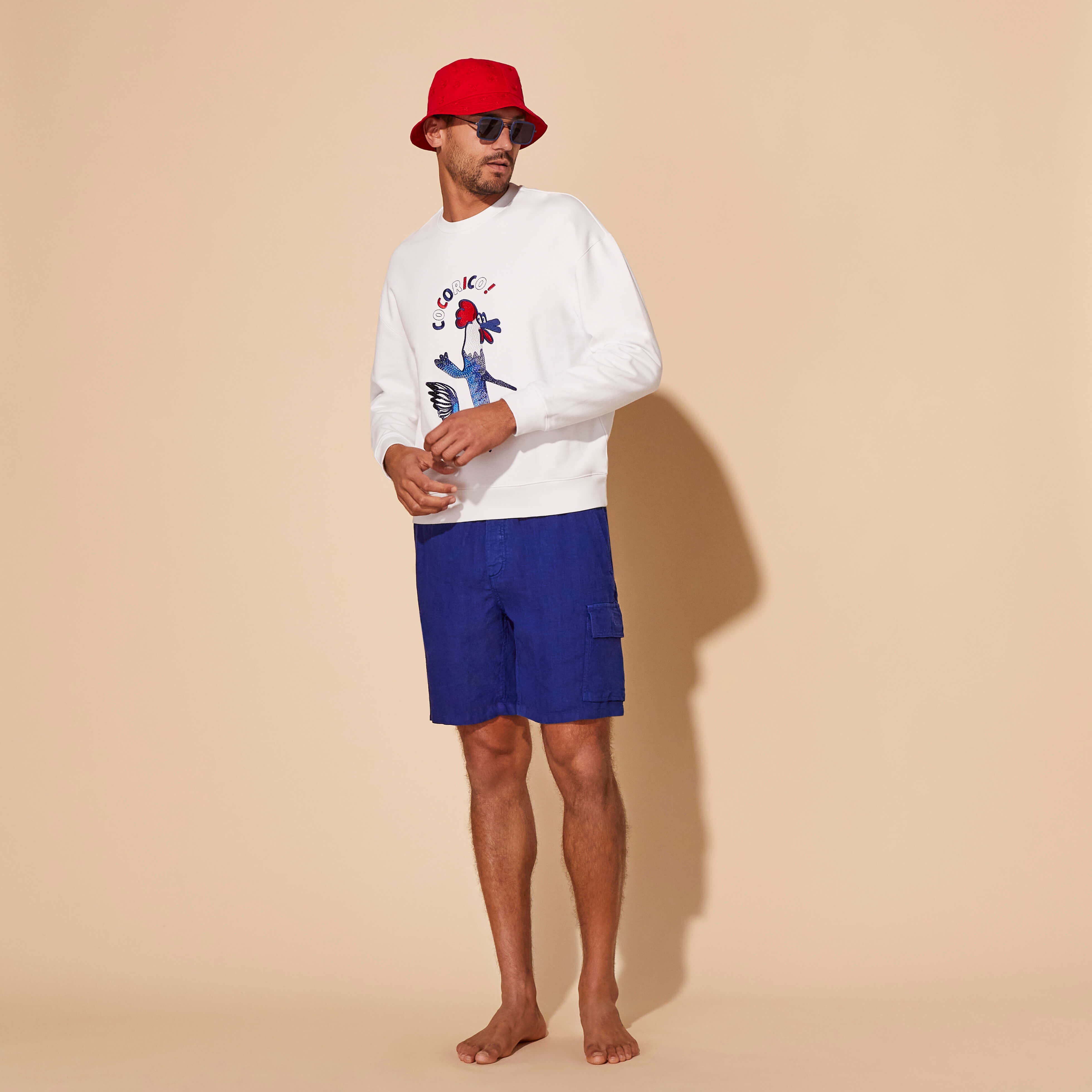 Men Linen Bermuda Shorts Cargo Pockets - 5