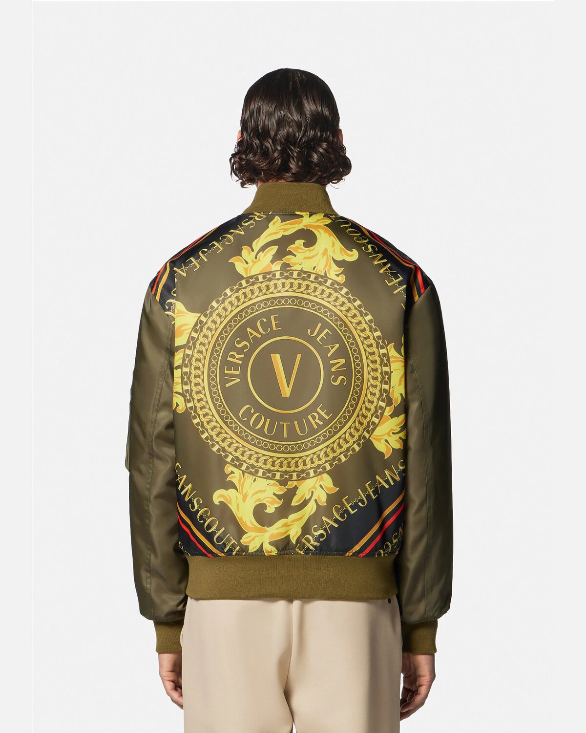 V-Emblem Chain Bomber Jacket - 4