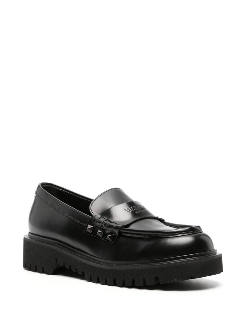 Valentino Rockstud-embellished leather loafers outlook