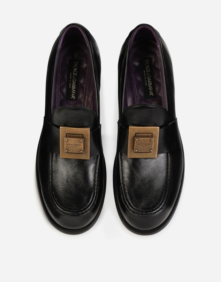 Mino calfskin loafers with branded plate - 4