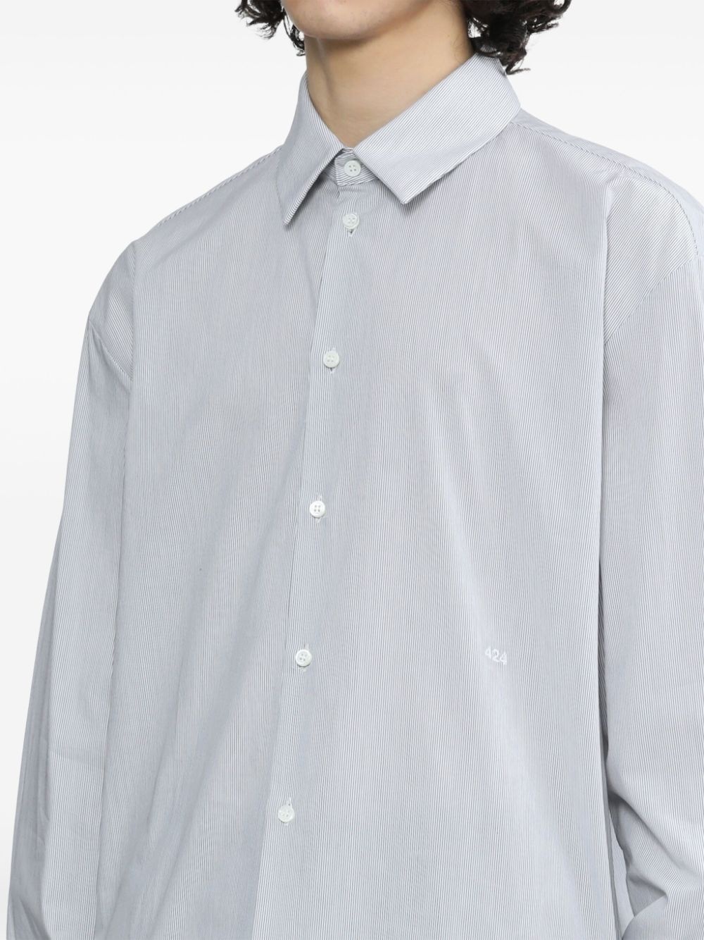 classic collar striped cotton shirt - 5