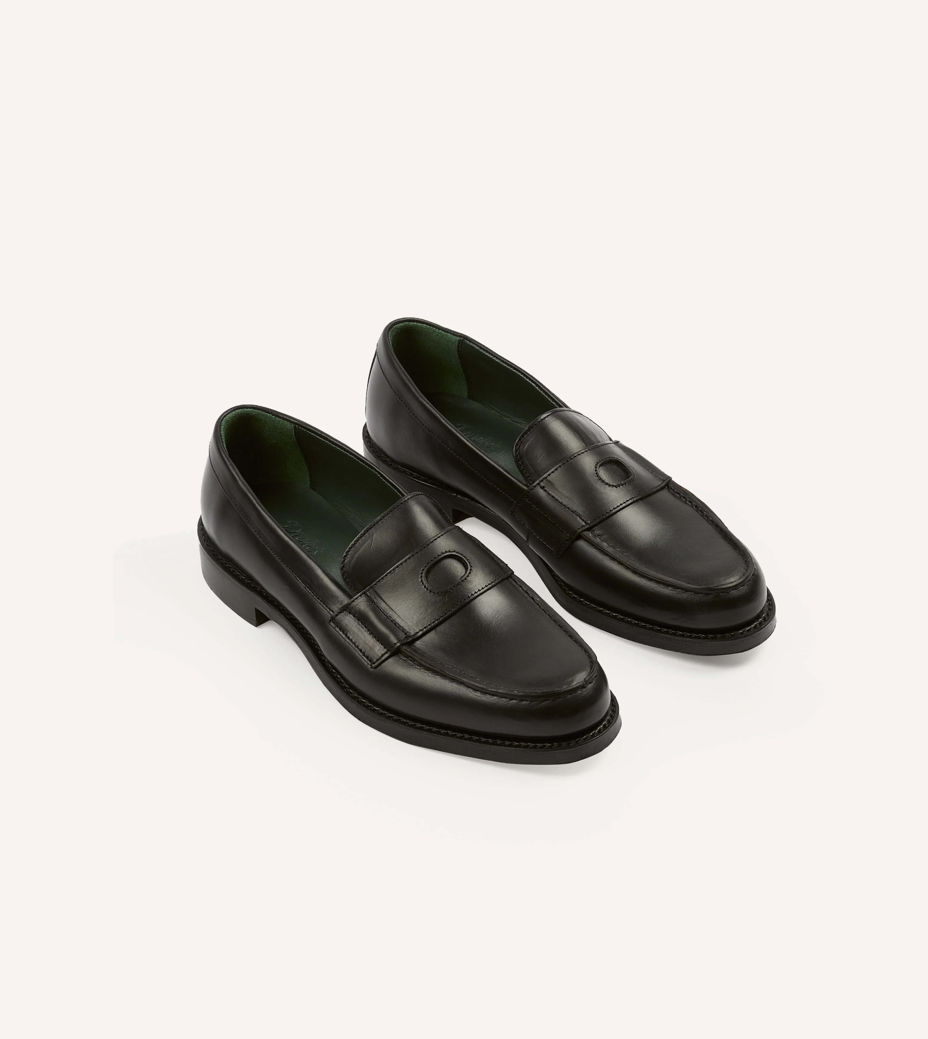 Black Leather Charles Goodyear Welted Penny Loafer - 1