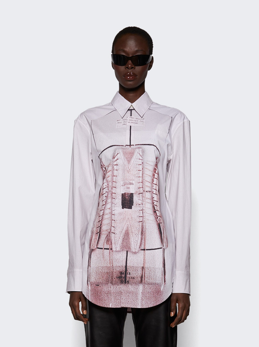Trompe L'oeil Corset Shirt Dusty Pink And White - 2