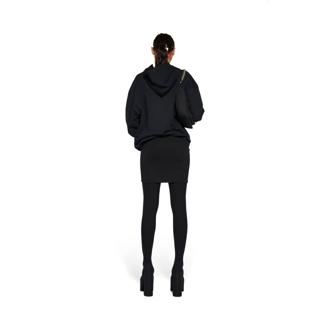 Outside Loop Zip-up Hoodie Small Fit in Black Faded - 4