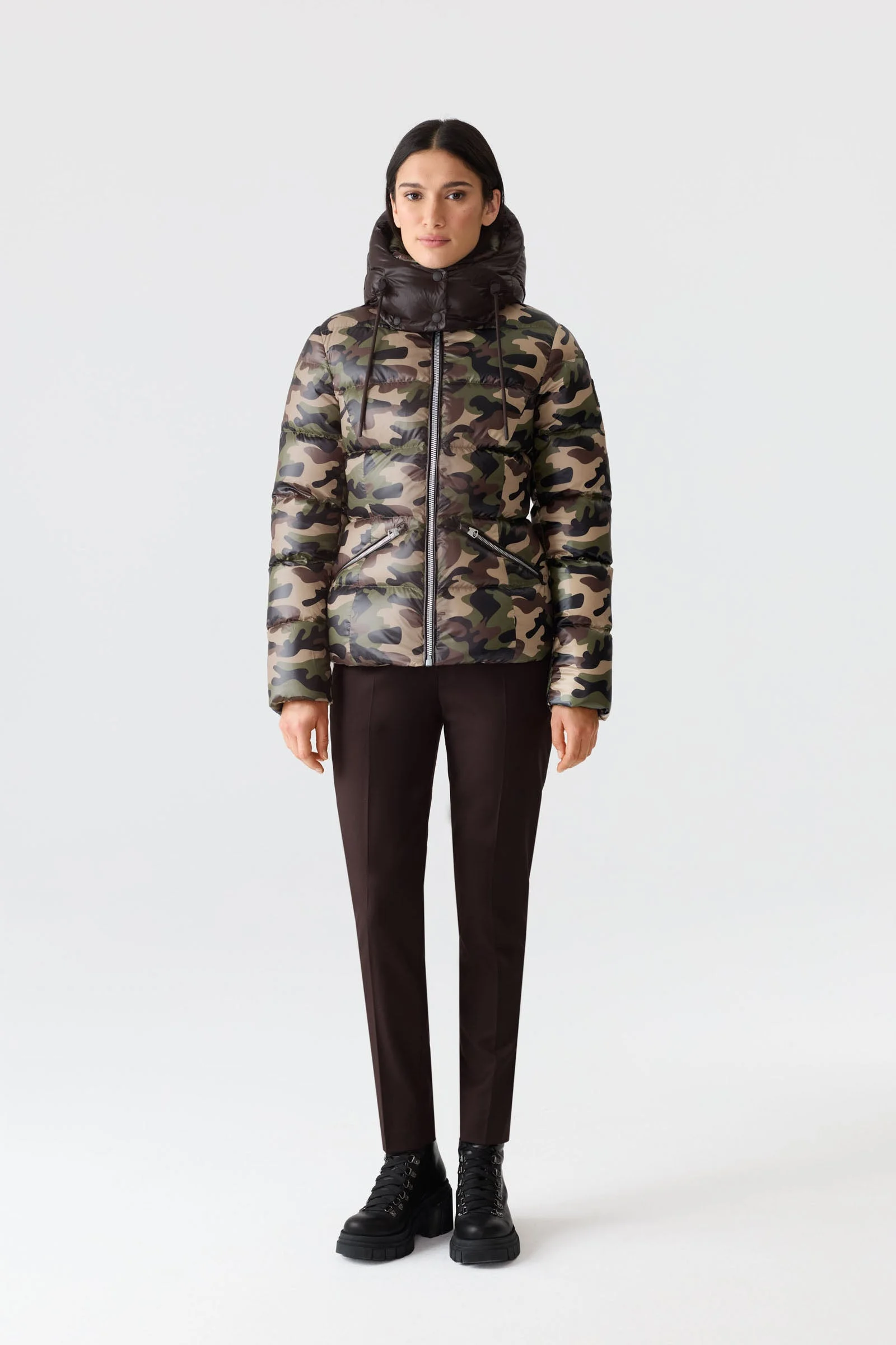 MADALYN-CAMO Lustrous Light Down Jacket with Hood - 1