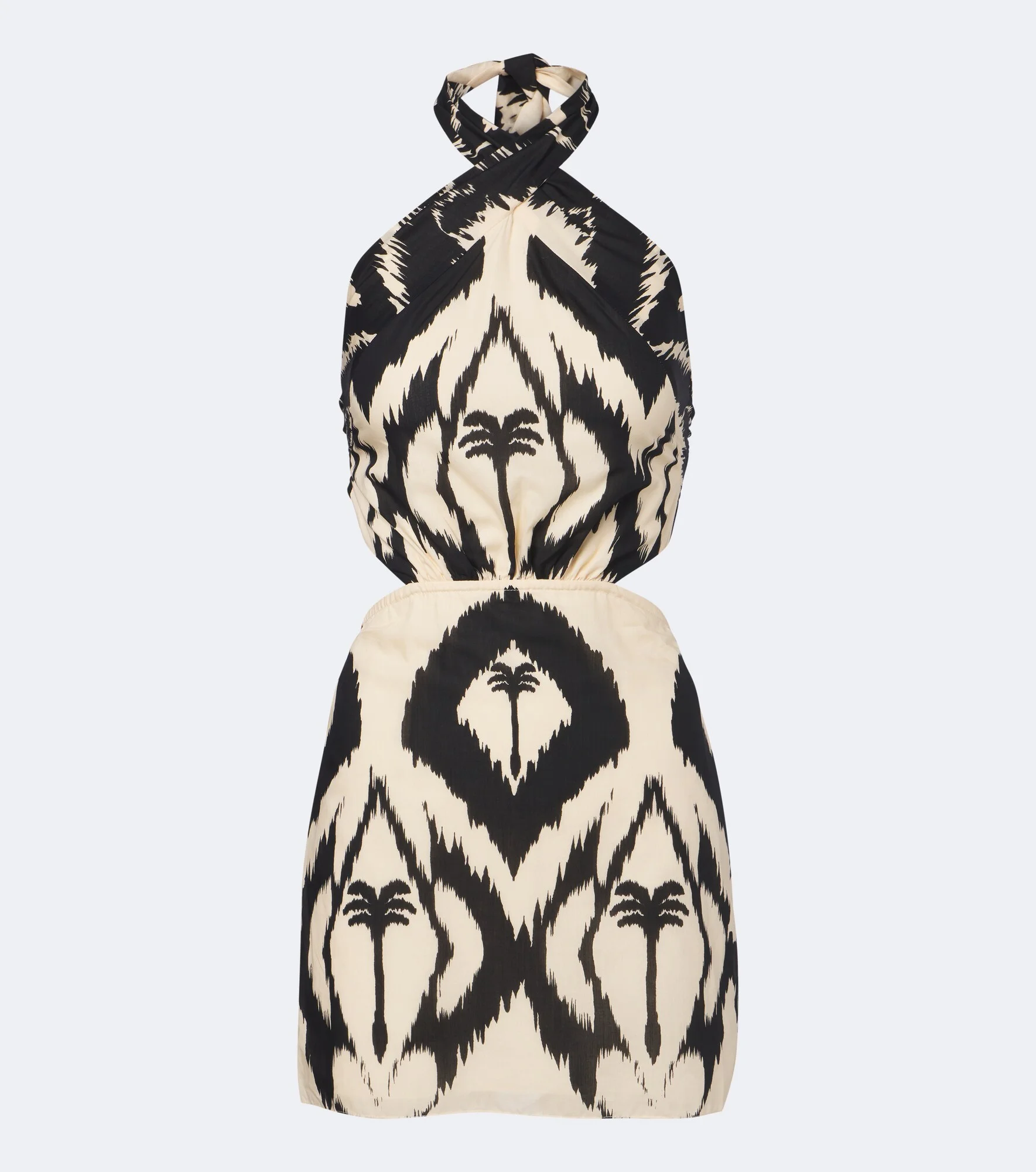 Printed cotton halterneck minidress - 1