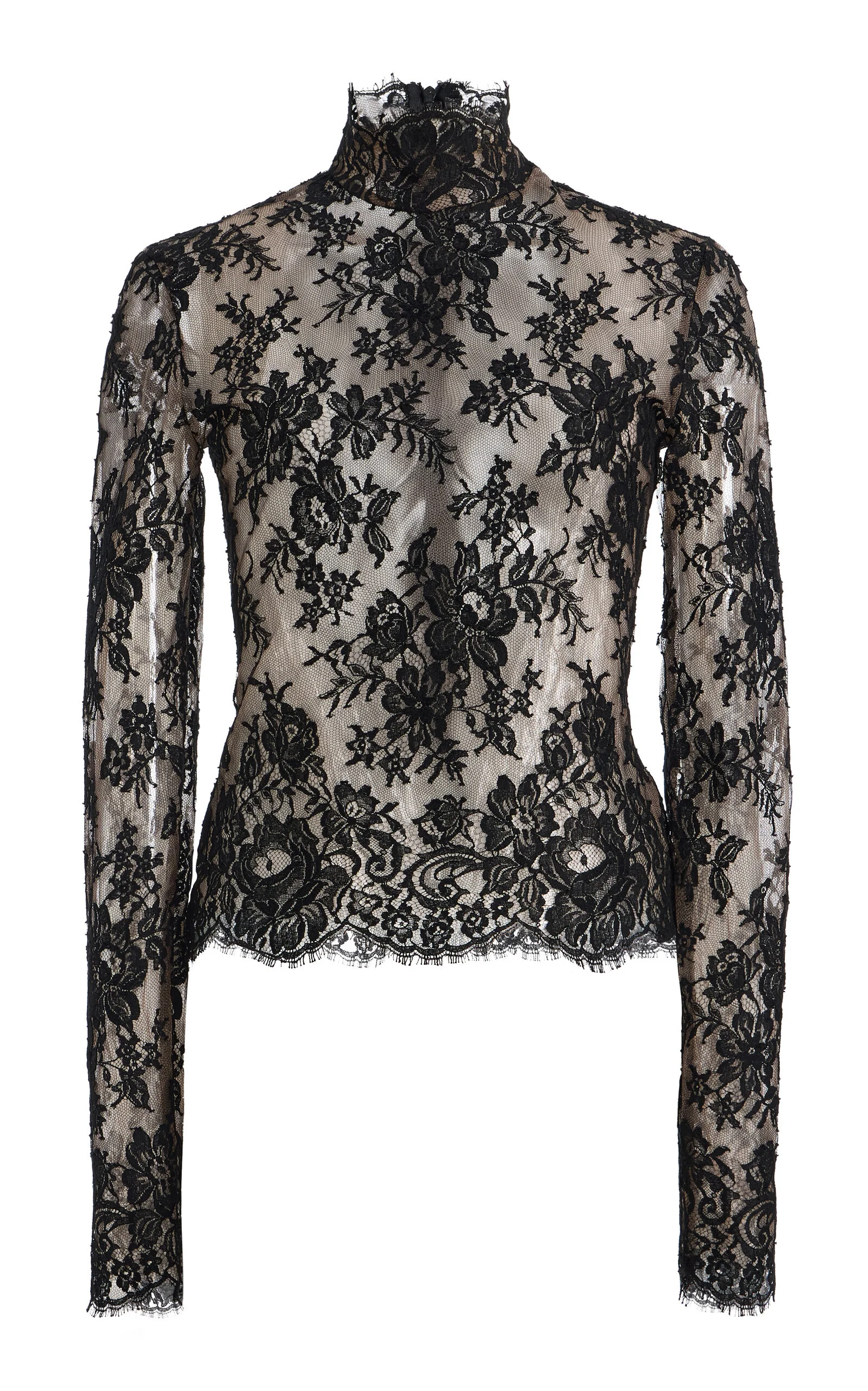 Paulina High Collar Lace Top - 1