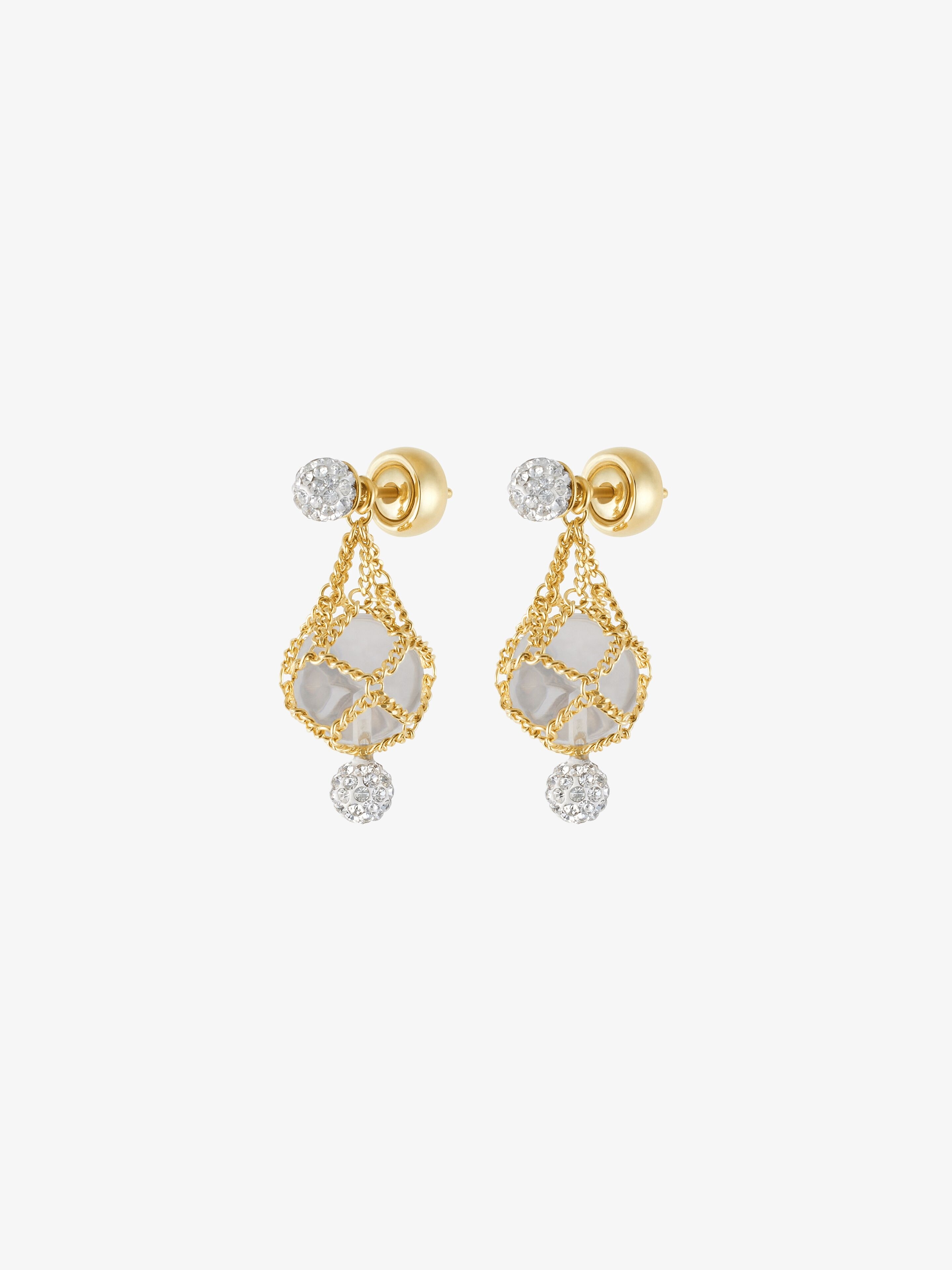 PEARLING EARRINGS IN METAL WITH PEARLS AND CRYSTALS - 3