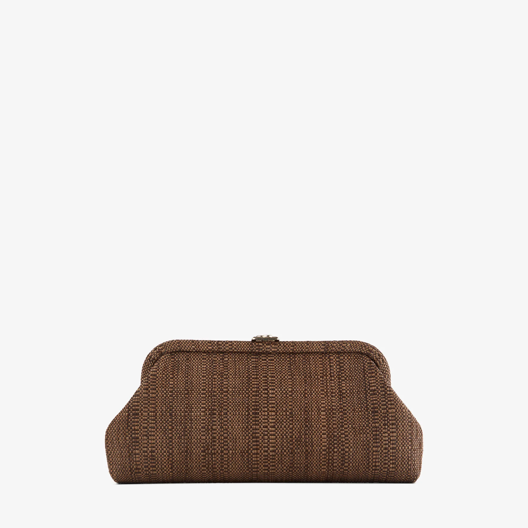 Skylar Tan Fine Raffia Clutch Bag with Square JC Clasp - 1