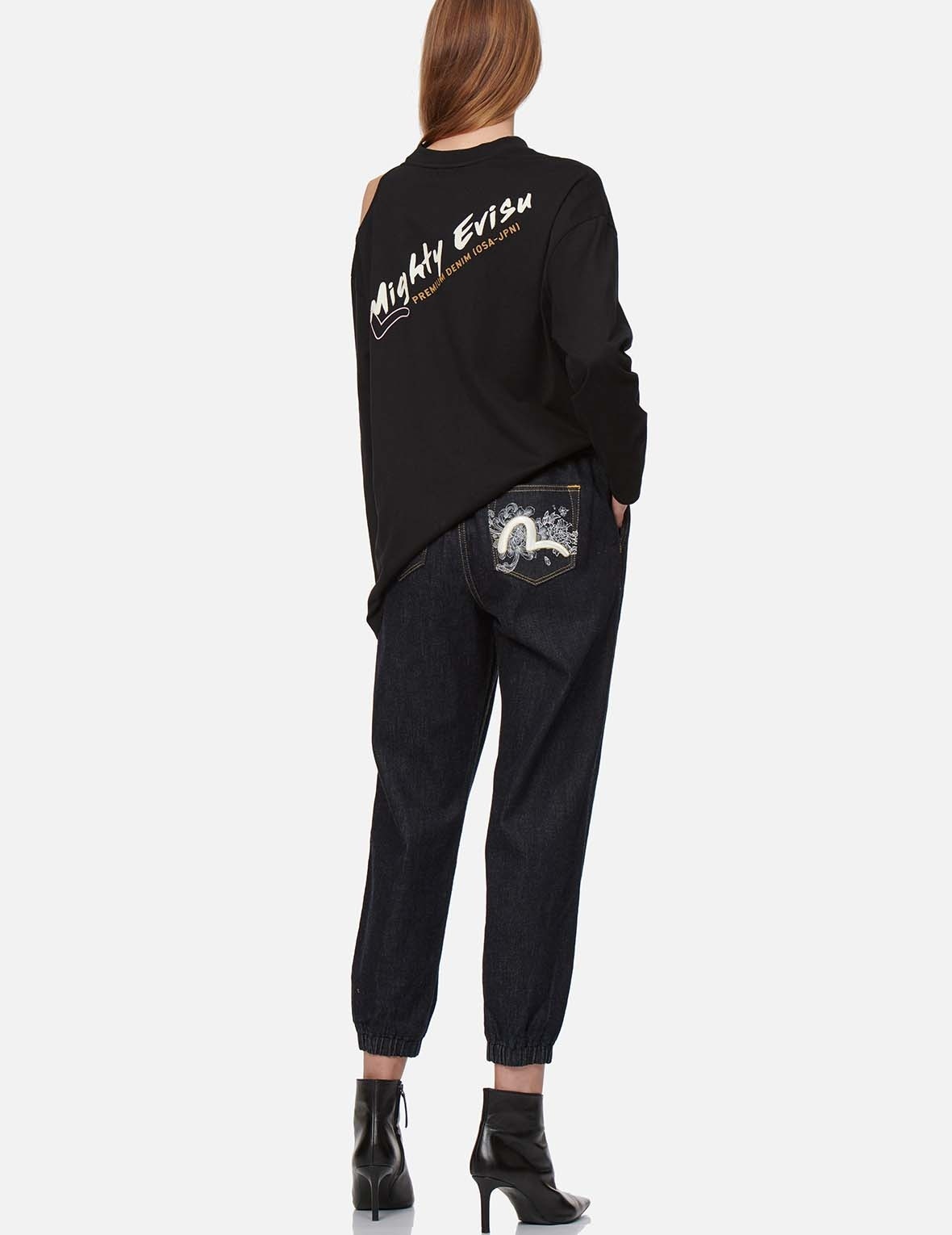 DISCHARGED CHRYSANTHEMUM DENIM JOGGER PANTS - 5