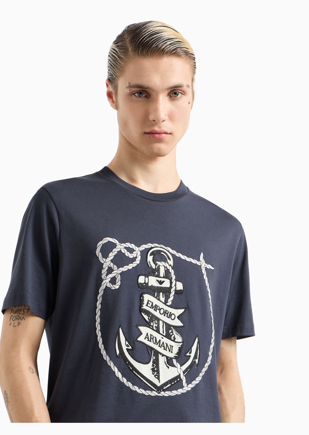 Jersey T-shirt with anchor embroidery and ASV logo - 5