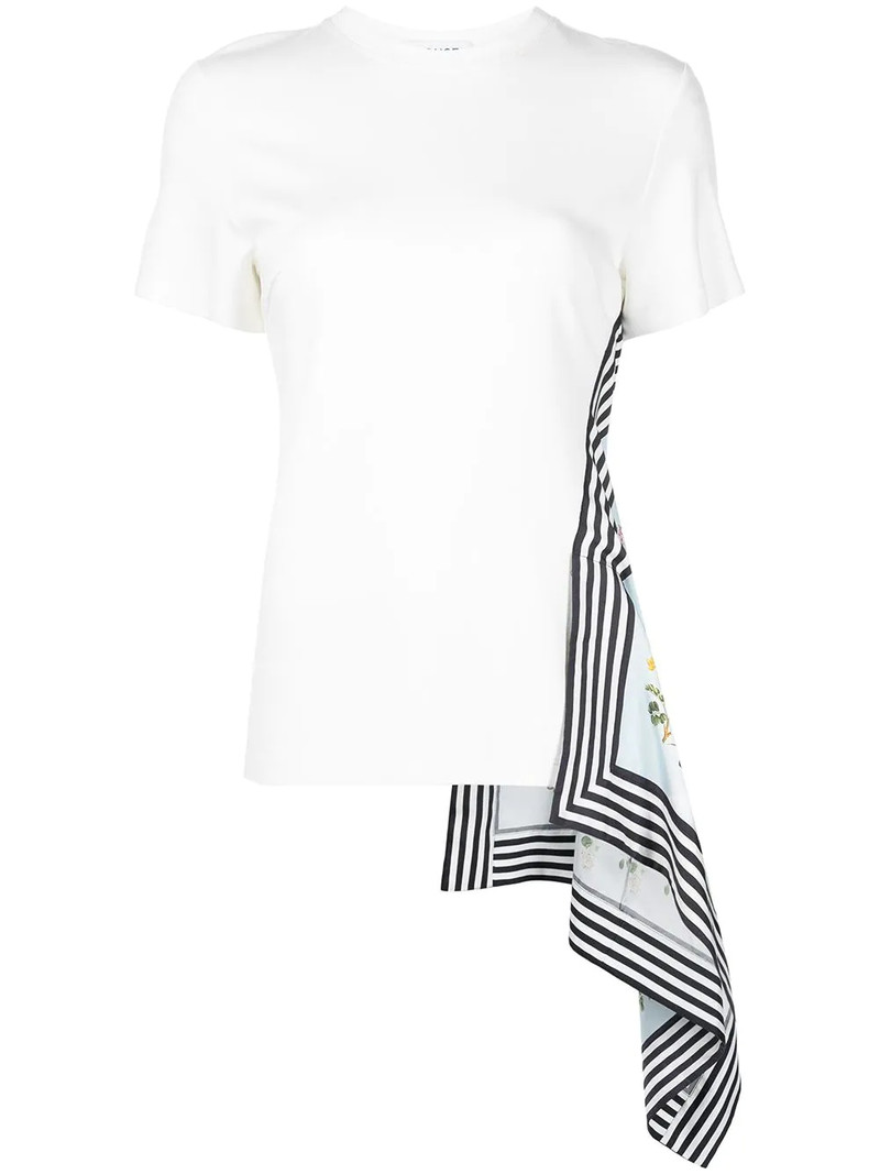 asymmetric graphic-print hybrid T-shirt 1