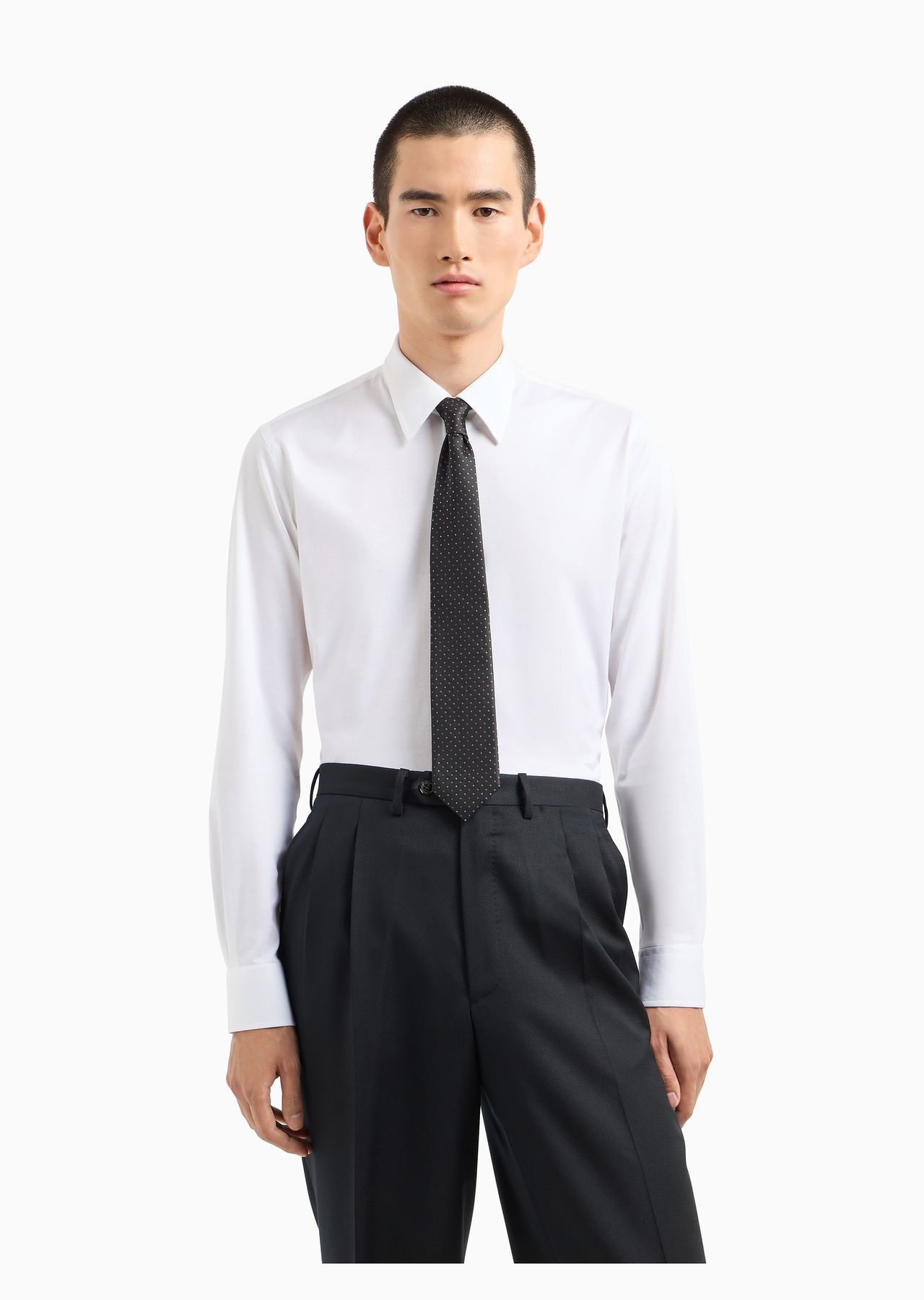 Silk tie with micro jacquard polka dots - 3