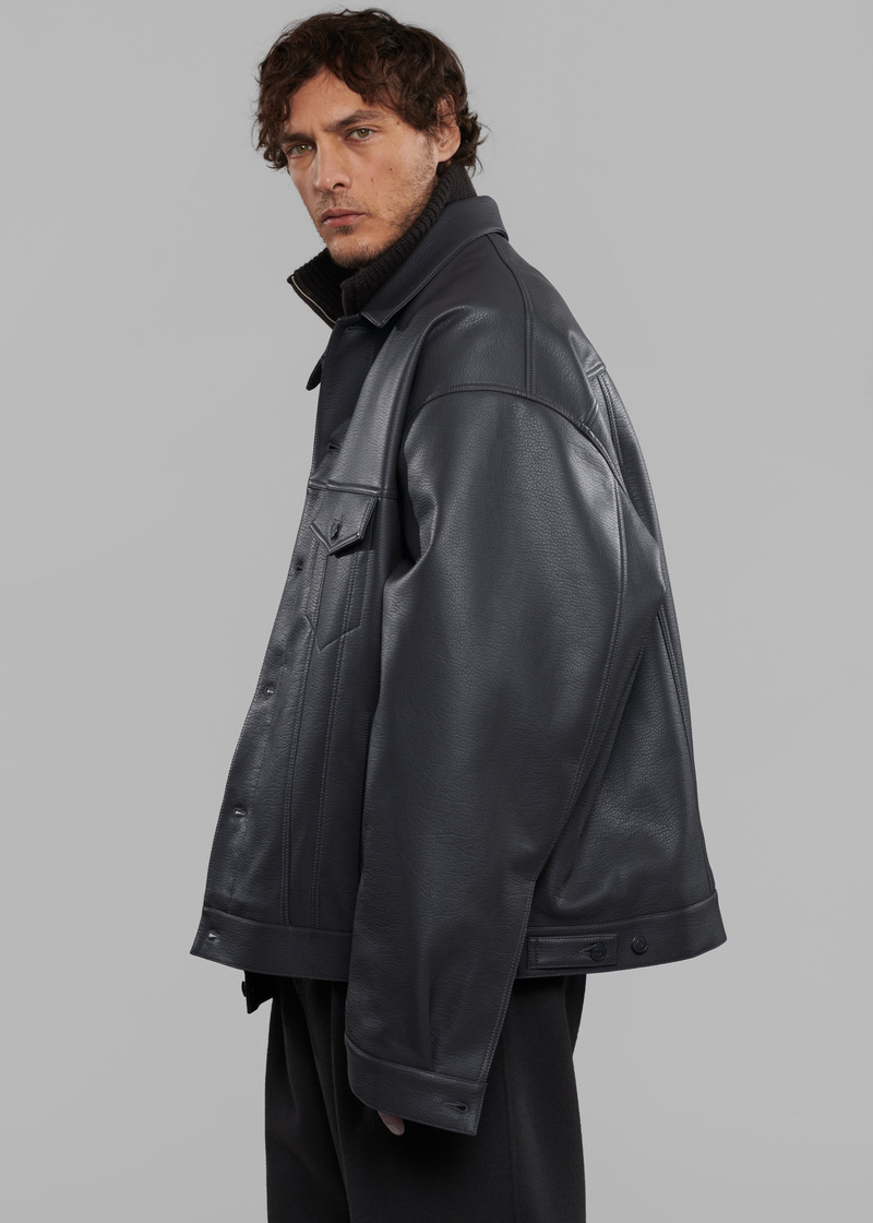 Conan Faux Leather Jacket - Dark Grey 9