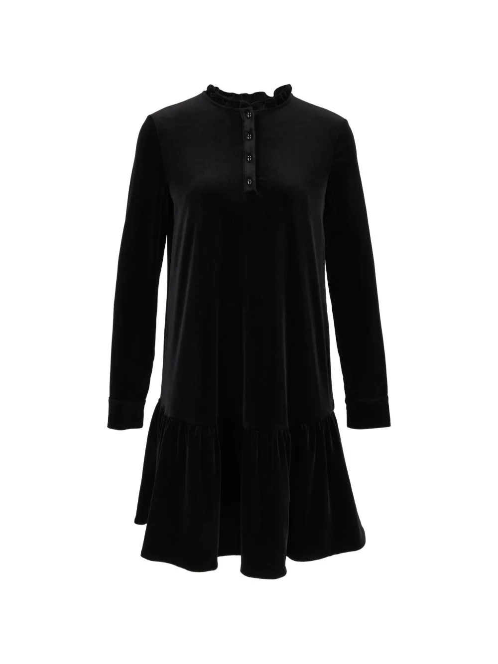 ruffled velvet-finish mini dress - 1