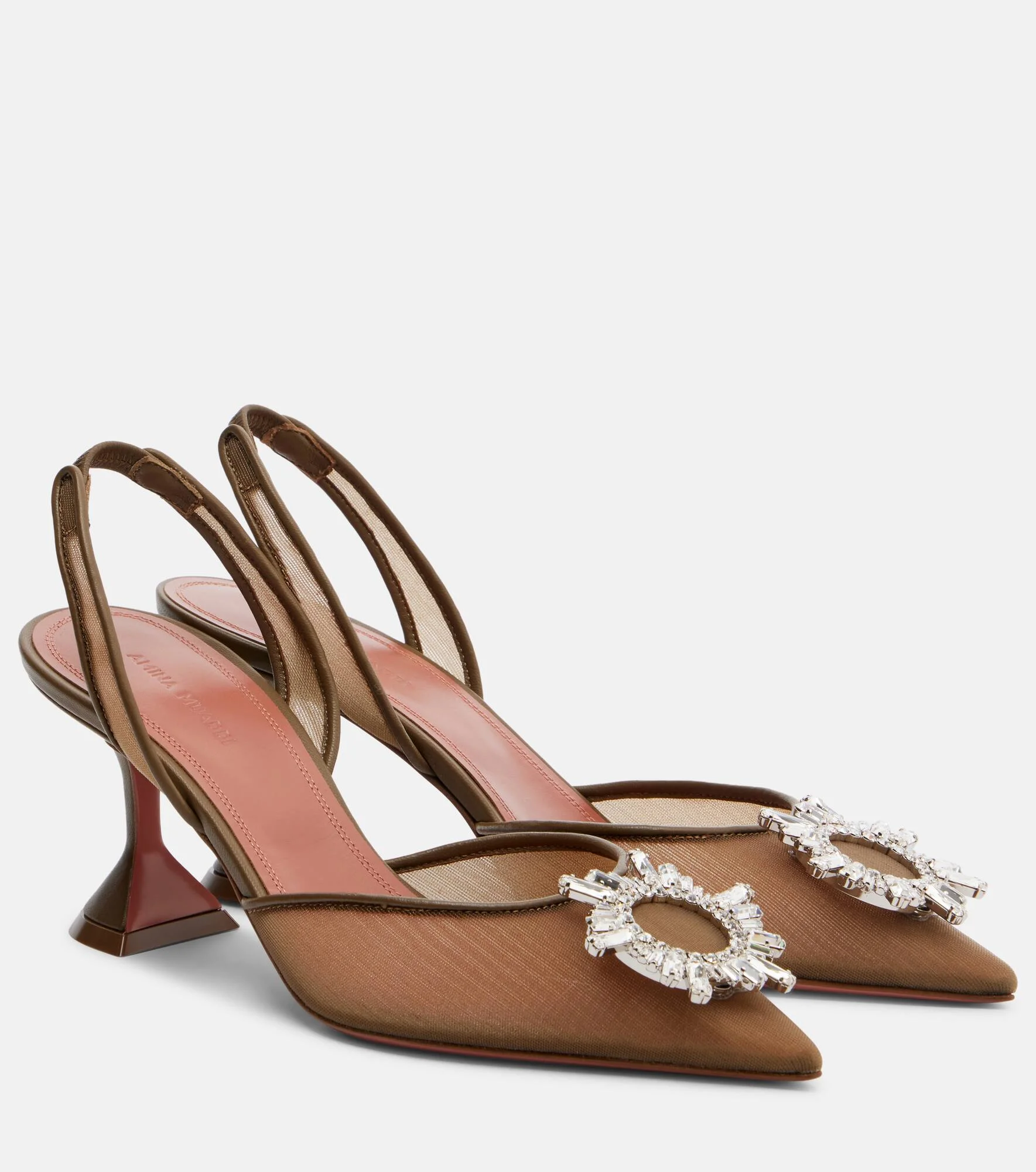 Begum embellished mesh slingback pumps - 1