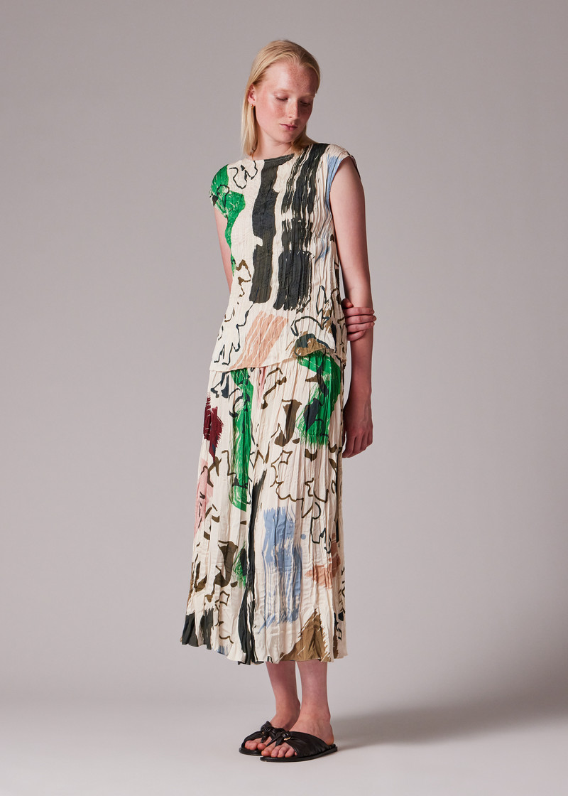 Women's 'Painters Print' Pleated Skirt 5
