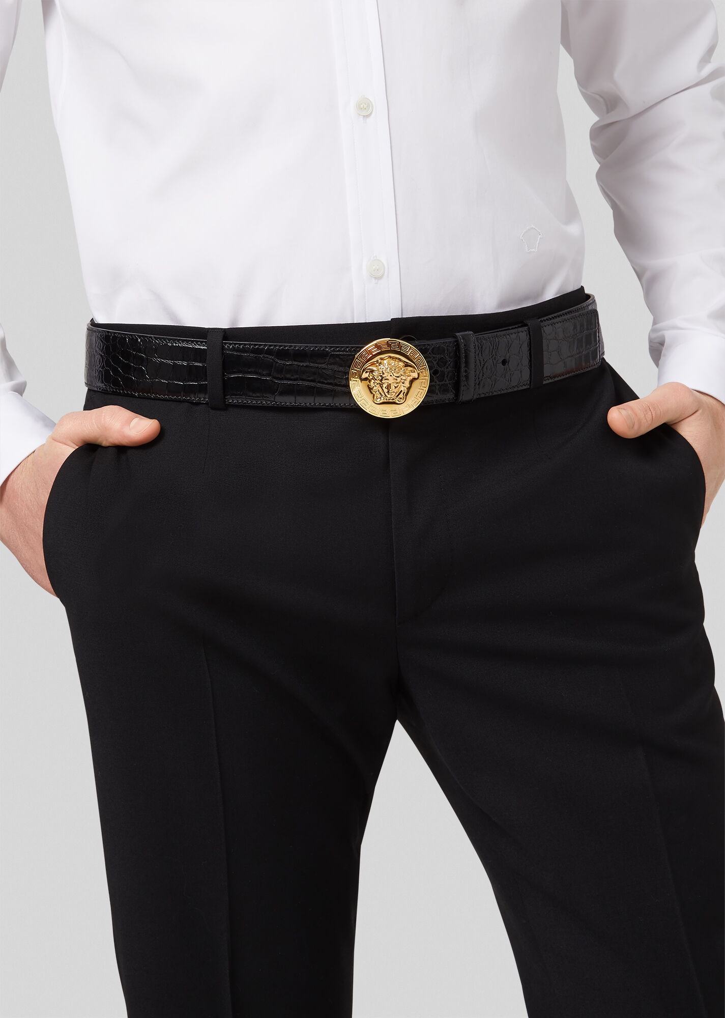 Mock Croc Palazzo Leather Belt - 2